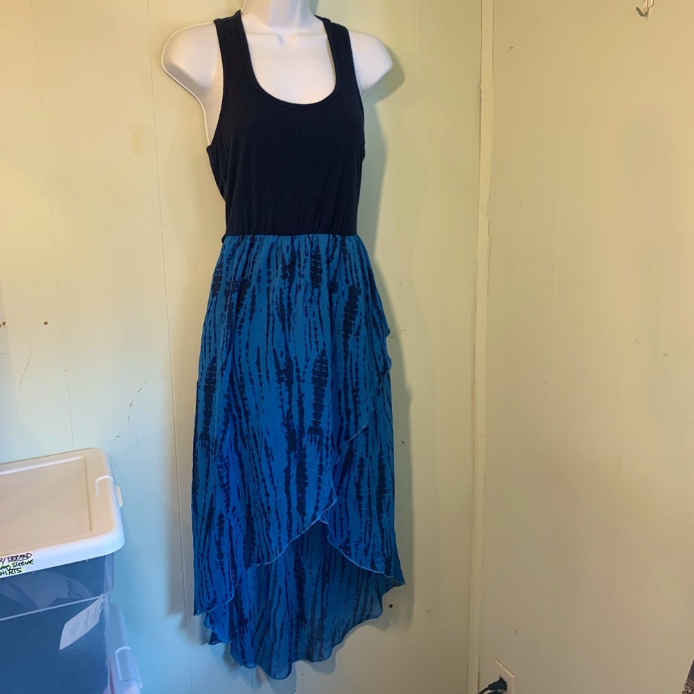 Xhilaration Navy Blue & Blue/Tie-dye Racerback Women's high-low dress size S/P